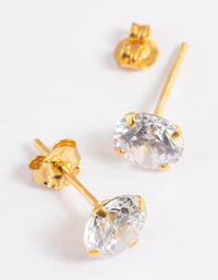 Gold Plated Sterling Silver Cubic Zirconia Stud Earrings - link has visual effect only