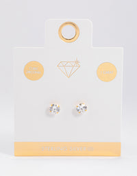 Gold Plated Sterling Silver Cubic Zirconia Stud Earrings - link has visual effect only