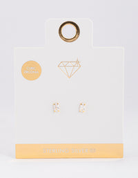 Gold Plated Sterling Silver Baguette Stud Earrings - link has visual effect only