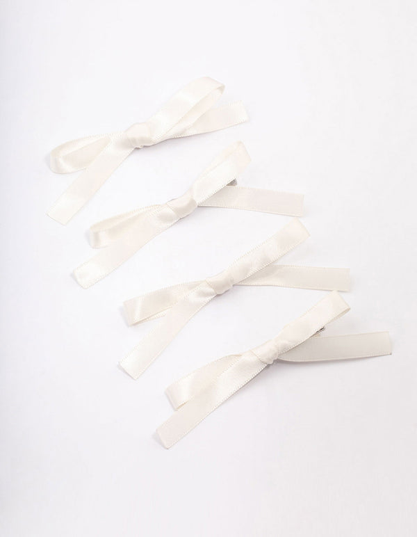 Cream Simple Hair Bows 4-Pack