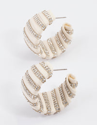 Silver White Diamante Hoop Earrings - link has visual effect only