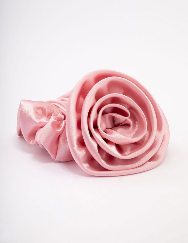 Pink Fabric Rosette Hair Scrunchie