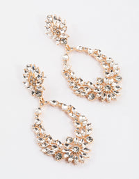 Gold Floral Oval Drop Earrings - link has visual effect only