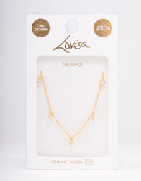 Gold Plated Sterling Silver Cubic Zirconia Droplet Pendant Necklace - link has visual effect only