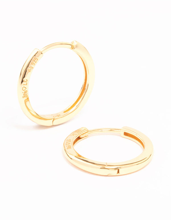 Gold Plated Sterling Silver Huggie Earrings 16mm