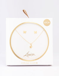 Gold Plated Sterling Silver Butterfly Jewellery Set - link has visual effect only