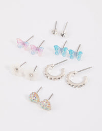 Silver Garden Stud & Hoop Earrings 6-Pack - link has visual effect only