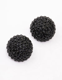 Black Coated Statement Diamante Dome Stud Earrings - link has visual effect only