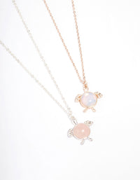 Mixed Metal Semi-Precious Turtle Necklace Pack - link has visual effect only