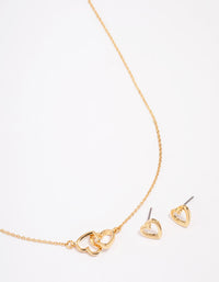 Gold Linked Heart Jewellery Set - link has visual effect only