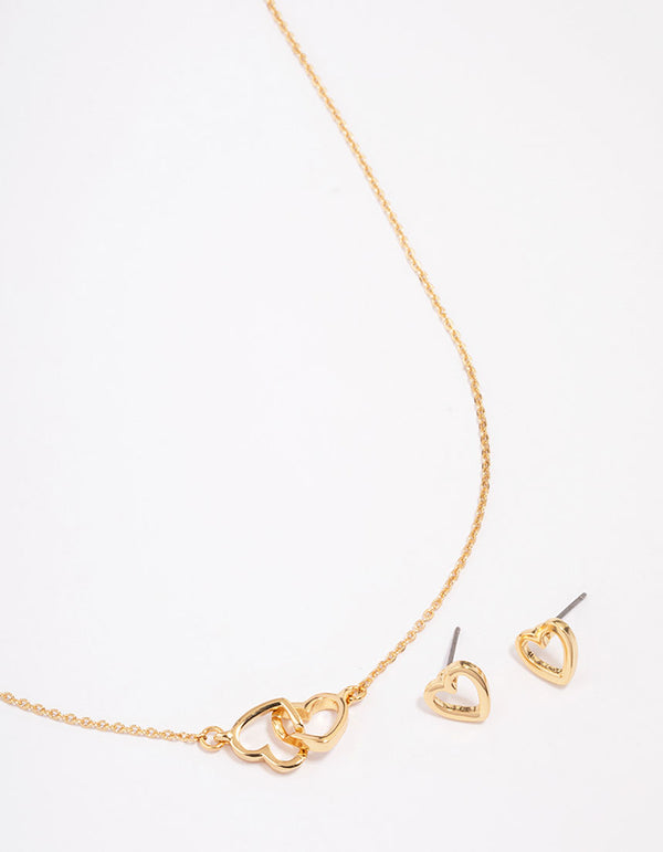 Gold Linked Heart Jewellery Set