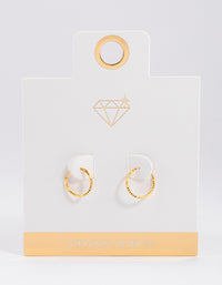 Gold Plated Sterling Silver Diagonal Hoop Earrings 12mm - link has visual effect only