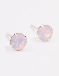 Sterling Silver Pink Oval Stud Earrings - link has visual effect only