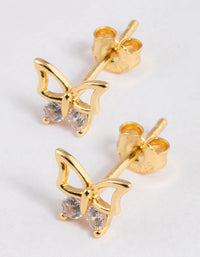 Gold Plated Sterling Silver Diamante Butterfly Stud Earrings - link has visual effect only