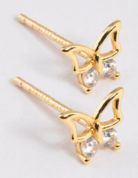 Gold Plated Sterling Silver Diamante Butterfly Stud Earrings - link has visual effect only