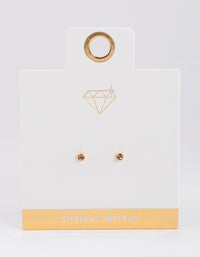 Gold Plated Sterling Silver Diamante Stud Earrings - link has visual effect only