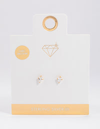 Gold Plated Sterling Silver Pear Cubic Zirconia Stud Earrings - link has visual effect only