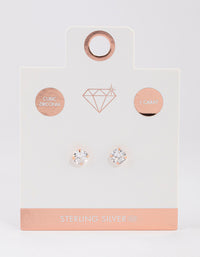 Rose Gold Plated Sterling Silver Cubic Zirconia Stud Earrings - link has visual effect only