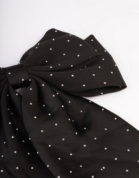 Black Diamante Satin Drop Hair Bow Clip - link has visual effect only