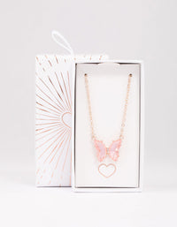 Rose Gold Pink Butterfly Pendant Necklace - link has visual effect only