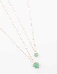 Rose Gold Semi-Precious Mini Heart Necklace Pack - link has visual effect only