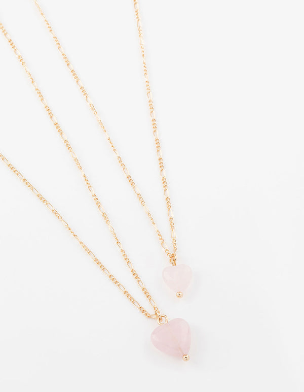 Gold Semi-Precious Mini Heart Necklace Pack