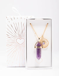 Gold Amethyst Shard Disc Necklace - link has visual effect only