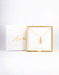 Gold Plated Bear Station Short Necklace - link has visual effect only