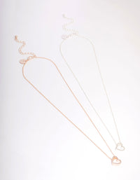 Mixed Metal Diamante Side Heart Necklace Pack - link has visual effect only