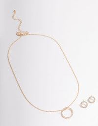 Gold Diamante Open Circle Jewellery Set - link has visual effect only