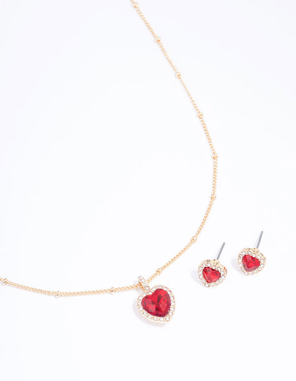 Gold Heart Halo Ball Jewellery Set