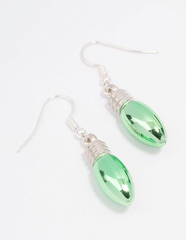 Silver Christmas Light Bulb Drop Earrings