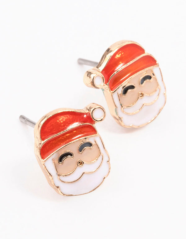 Gold Santa Stud Earrings