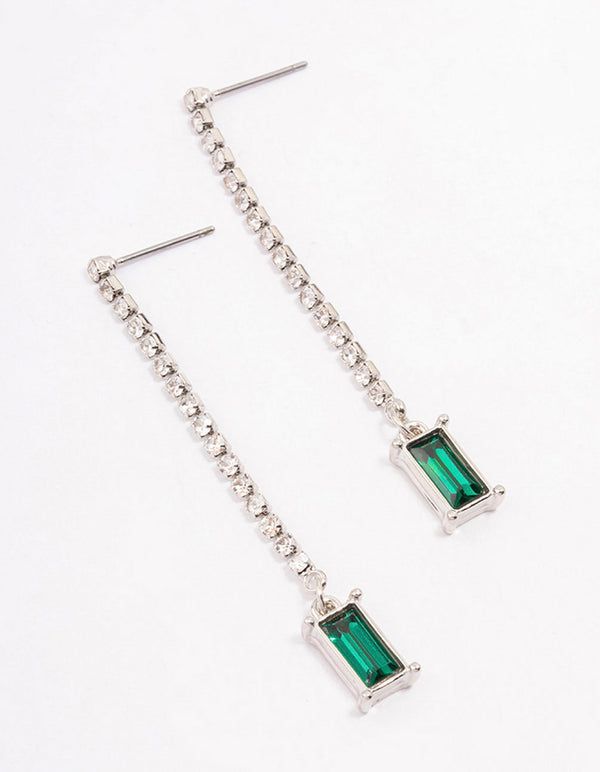 Rhodium Cupchain Radiant Drop Earrings