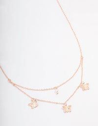 Rose Gold Butterfly Pearl Double Chain Necklace - link has visual effect only