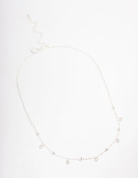 Silver Diamante Droplet Station Necklace - link has visual effect only