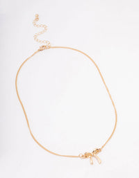 Gold Plain Bow Necklace - link has visual effect only