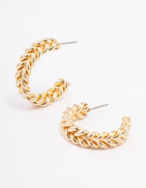 Gold Braided Hoop Earrings