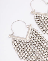 Silver Diamante Tassel Cup Chain Hoop Earrings - link has visual effect only