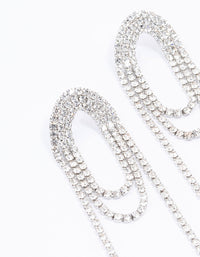 Rhodium Diamante Loop Drop Earrings - link has visual effect only