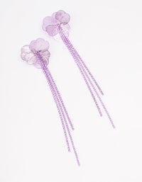 Purple Flower Cup Chain Drop Earrings - link has visual effect only