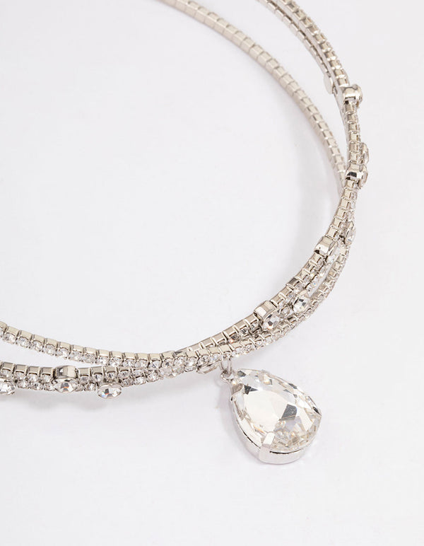 Silver Interlaced Mixed Diamante Choker