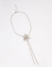 Rhodium Cupchain Diamante Flower Necklace - link has visual effect only