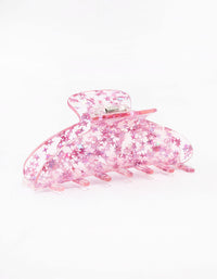 Pink Glitter Clear Hair Claw Clip - link has visual effect only