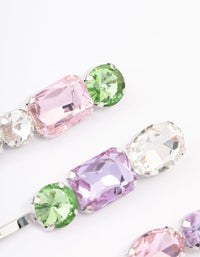 Rhodium Mixed Shape Stone Hair Clips Pack - link has visual effect only