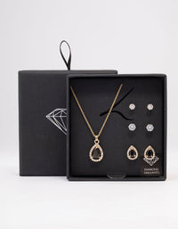 Gold Multi Pear Diamante Jewellery Set - link has visual effect only