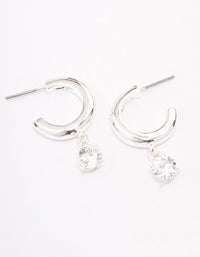 Silver Plated Brass  Cubic Zirconia Hoop Earrings - link has visual effect only