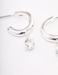 Silver Plated Brass  Cubic Zirconia Hoop Earrings - link has visual effect only