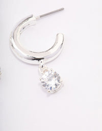 Silver Plated Brass  Cubic Zirconia Hoop Earrings - link has visual effect only