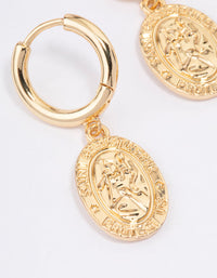 Gold Plated Coin Pendant Huggie Earrings - link has visual effect only